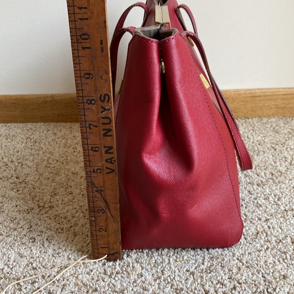 J.Crew Women’s Red Leather Tote Bag Shoulder Bag Purse w/ Dust Bag - Picture 12 of 16